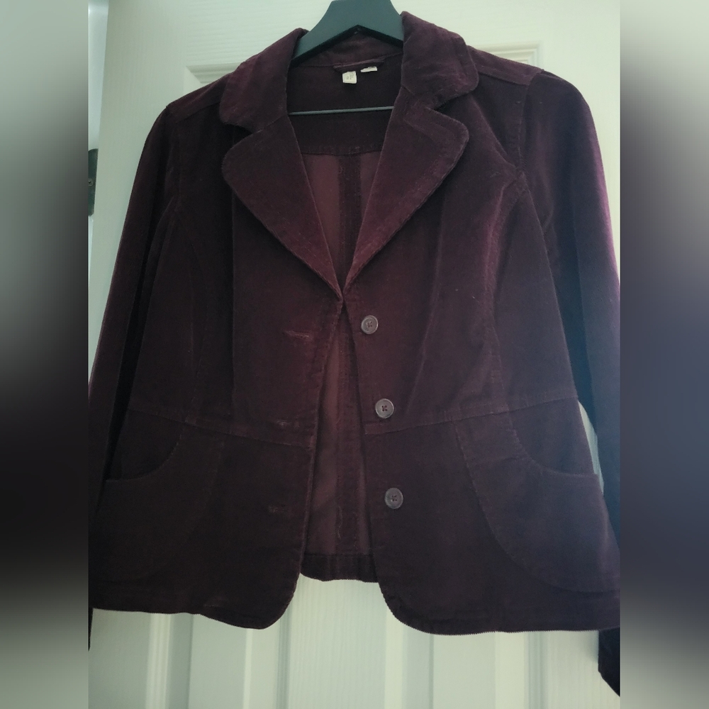 St. John's Bay Burgundy Maroon Corduroy Blazer Jacket M Dark Academia